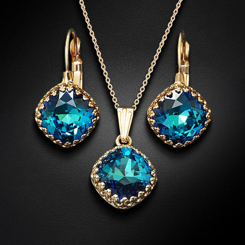 Комплект "Винтаж IV (Bermuda Blue)" с кристаллами Swarovski™